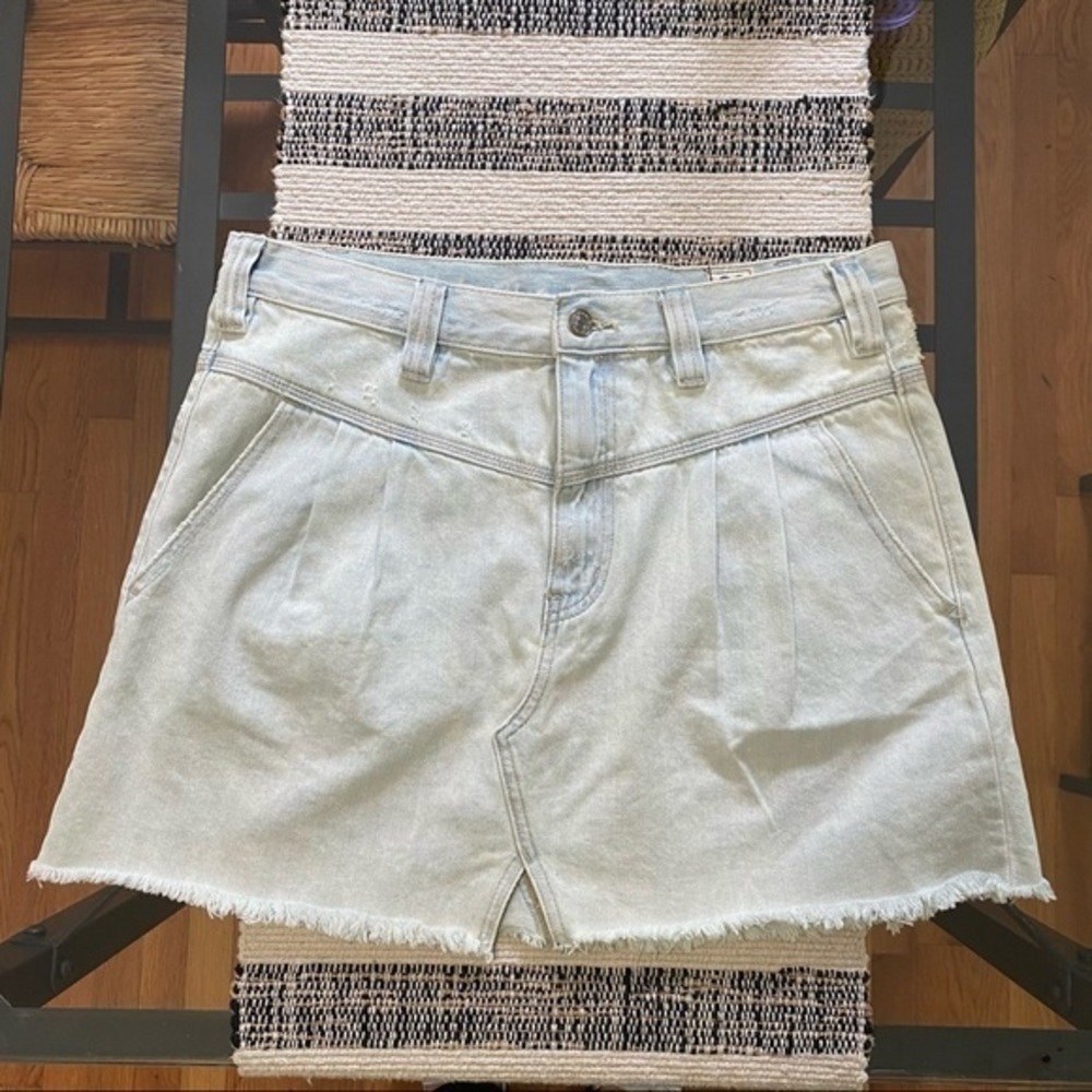 Free People Side Car Mini Skirt denim raw hem - Picture 5 of 16